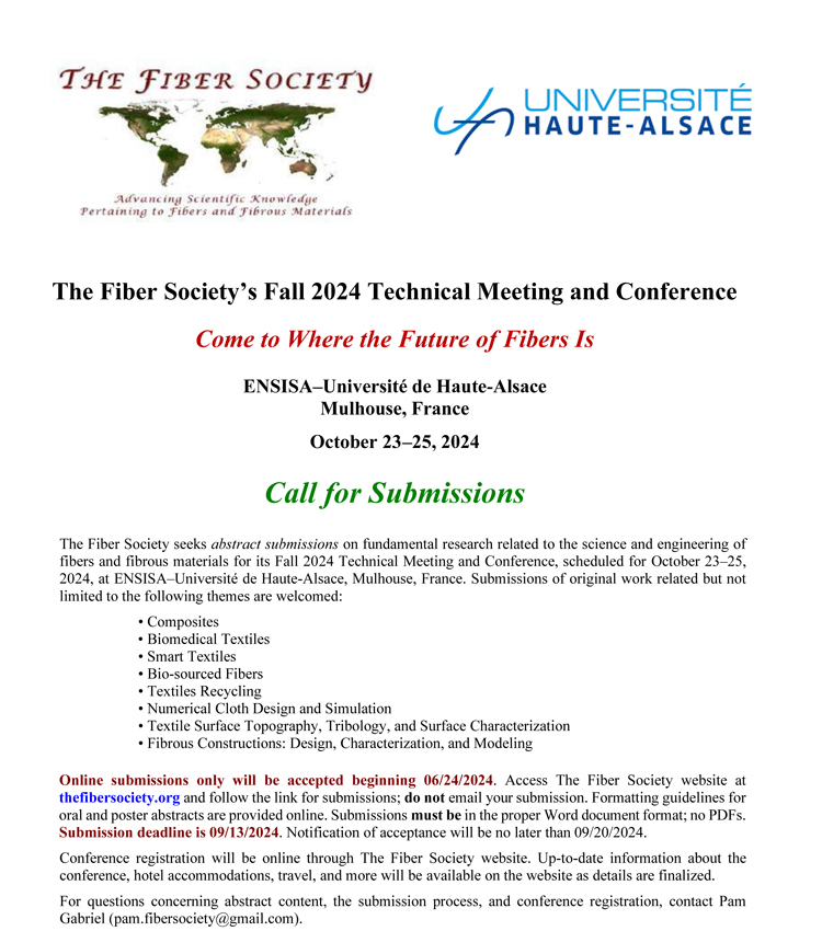 2024 Fiber Society Fall Conference Call For Papers